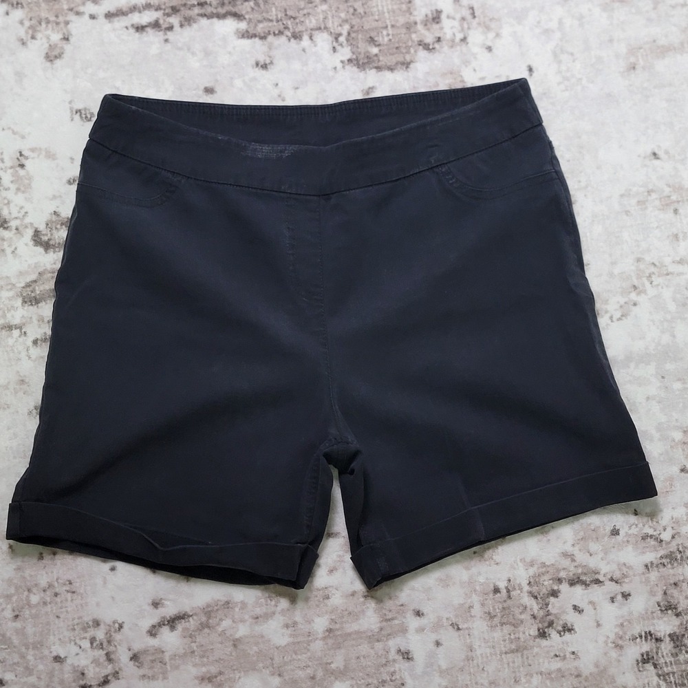 Soft Surroundings Black Shorts Women's Large Cuffed Stretch Casual Pull-On